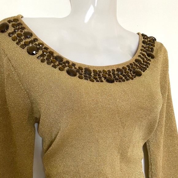 Gold Metallic Sara & Lily Top/Sweater - Picture 2 of 4